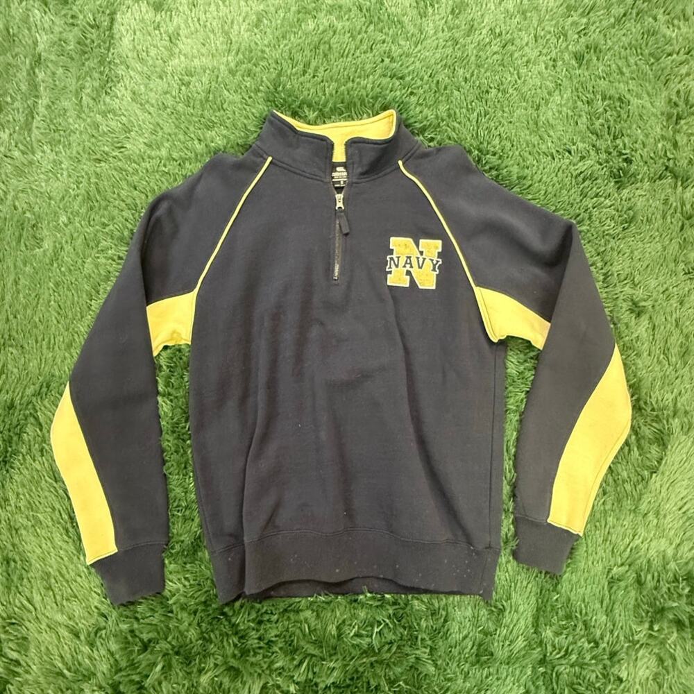 Navy - Naval Academy - University Pullover Blue 1/4 Zip Sweatshirt Sz Small